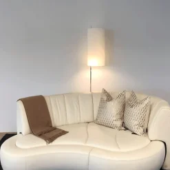 Premium Italian Leather Adjustable Sofa - Contemporary Wave Design