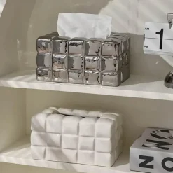 Puffer Cube Taschentuchbox – Dekorativer weicher Taschentuchhalter