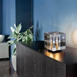 Quadratische Kristall-Tischlampe – Elegante, moderne Leuchte