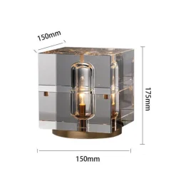 Quadratische Kristall-Tischlampe – Elegante, moderne Leuchte