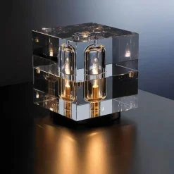Quadratische Kristall-Tischlampe – Elegante, moderne Leuchte