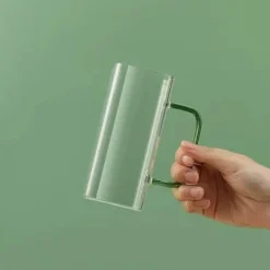 Quadratischer Glasbecher – 400 ml, mikrowellengeeignet, Kaffee- und Bierbecher