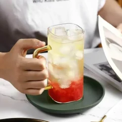 Quadratischer Glasbecher – 400 ml, mikrowellengeeignet, Kaffee- und Bierbecher