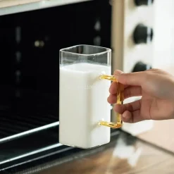 Quadratischer Glasbecher – 400 ml, mikrowellengeeignet, Kaffee- und Bierbecher