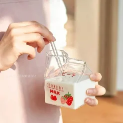 Quadratischer Milchbecher aus Glas, 250 ml, mikrowellengeeignet, Geschirr für die Küche im japanischen Stil