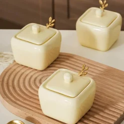 Quadratisches Gewürzdosen-Set aus Keramik – Stilvolle Aufbewahrungsbehälter für die Küche