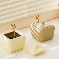 Quadratisches Gewürzdosen-Set aus Keramik – Stilvolle Aufbewahrungsbehälter für die Küche