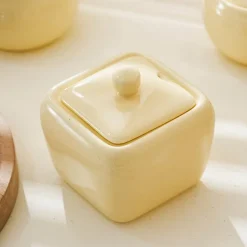 Quadratisches Gewürzdosen-Set aus Keramik – Stilvolle Aufbewahrungsbehälter für die Küche