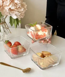 Quadratisches Glasschüssel-Set – multifunktional für Desserts, Salate, Eis und Joghurt