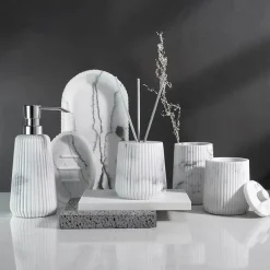 Raine Sandstone Bathroom Accessories - Elegant Stone Bathroom Set