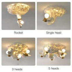 Raketen-LED-Deckenlampe – Weltraumthema, Heimdekoration