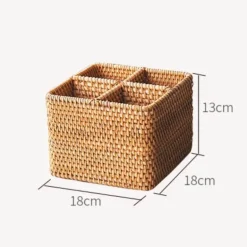 Rattan Aufbewahrungsbox - Organizer mit Griff fürs Home Office