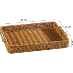 Rattan-Aufbewahrungstablett – Multifunktionale Servierplatte mit Griff