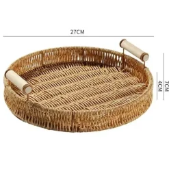 Rattan-Aufbewahrungstablett – Multifunktionale Servierplatte mit Griff