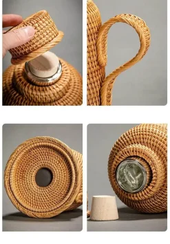Rattan-Isolierflasche – 1 l Kaffee- und Teekanne