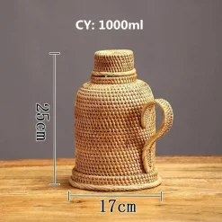 Rattan-Isolierflasche – 1 l Kaffee- und Teekanne