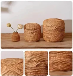 Rattan-Tee-Aufbewahrungsbox - Puer-Grünteedose für Gongfu-Set