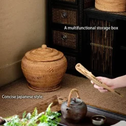 Rattan-Teedose – Aufbewahrungsbox für grünen Puer-Tee für Kung-Fu-Tee