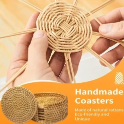 Rattan-Untersetzer-Set – hitzebeständiges Korbgeflecht, Boho-Dekor, 6-teilig