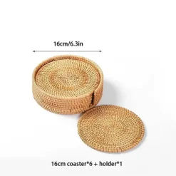 Rattan-Untersetzer-Set - Tischsets für Tassen und Gläser