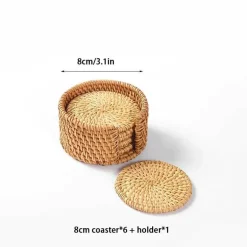 Rattan-Untersetzer-Set - Tischsets für Tassen und Gläser