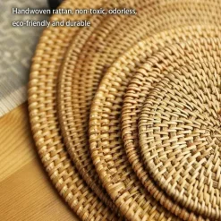 Rattan-Untersetzer-Set - Tischsets für Tassen und Gläser