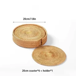 Rattan-Untersetzer-Set - Tischsets für Tassen und Gläser