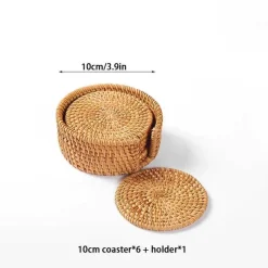 Rattan-Untersetzer-Set - Tischsets für Tassen und Gläser