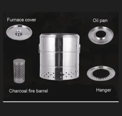 Rauchfreier Edelstahl-BBQ-Grill – Tragbare Camping-Lösung