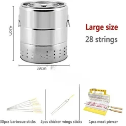 Rauchfreier Edelstahl-BBQ-Grill – Tragbare Camping-Lösung