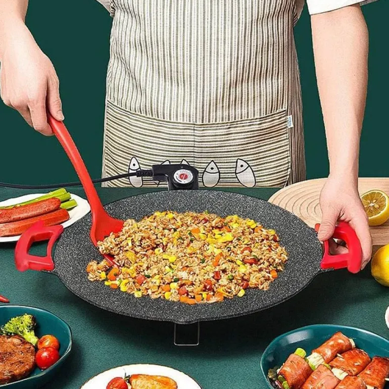 Rauchfreier Elektrogrill mit Antihaftplatte