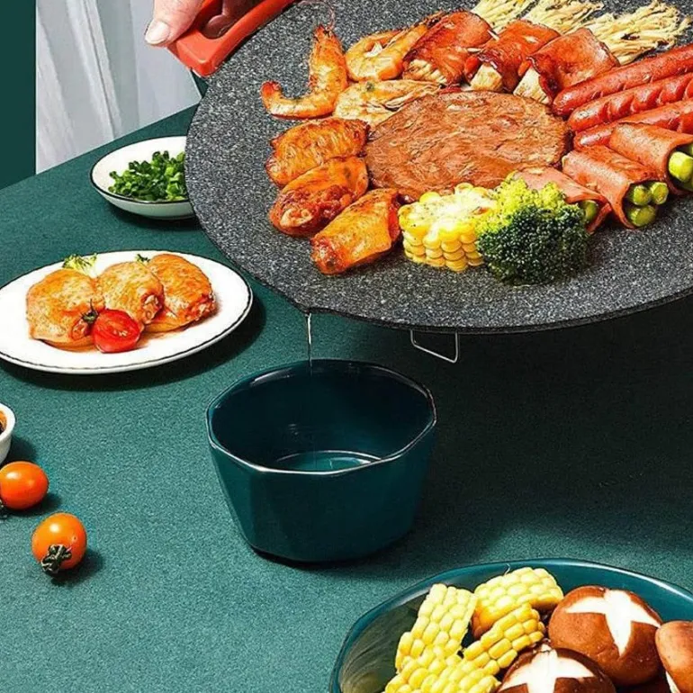Rauchfreier Elektrogrill mit Antihaftplatte