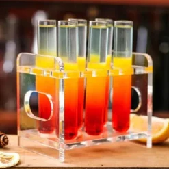 Reagenzglas-Cocktailglas-Set – 6-teiliger Rack-Shot-Halter