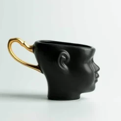 Realistische Keramik-Gesichtsbecher – Elegantes Kaffeetassen-Set