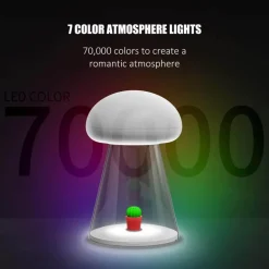 Rechargeable Cactus Mushroom Night Lamp - Stylish White LED Decor