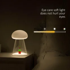 Rechargeable Cactus Mushroom Night Lamp - Stylish White LED Decor