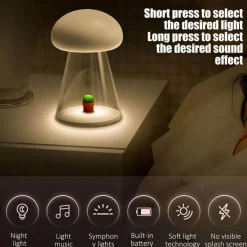 Rechargeable Cactus Mushroom Night Lamp - Stylish White LED Decor