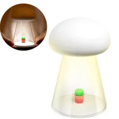 Rechargeable Cactus Mushroom Night Lamp - Stylish White LED Decor