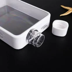 Rechteckige, flache, transparente, auslaufsichere Thermoskanne