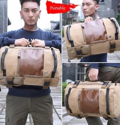Reiserucksack aus Segeltuch für Herren – multifunktionale Outdoor-Abenteuertasche