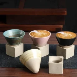 Retro Blumen Kaffeetasse - Grobe Keramik Teetasse