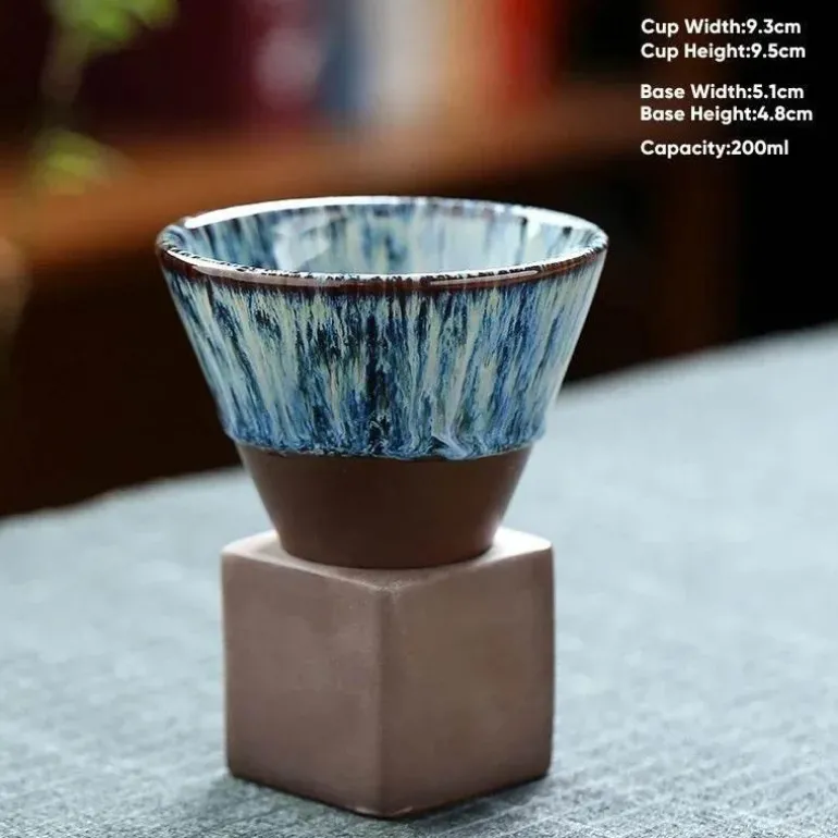 Retro Japanische Keramik-Kaffeetasse - Handgefertigte Teetasse aus Porzellan