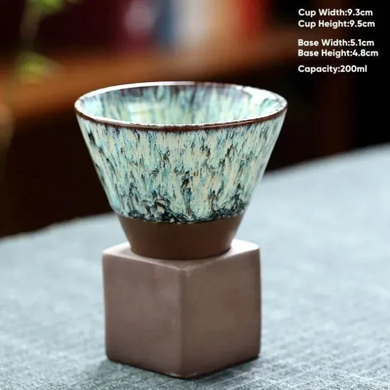 Retro Japanische Keramik-Kaffeetasse - Handgefertigte Teetasse aus Porzellan