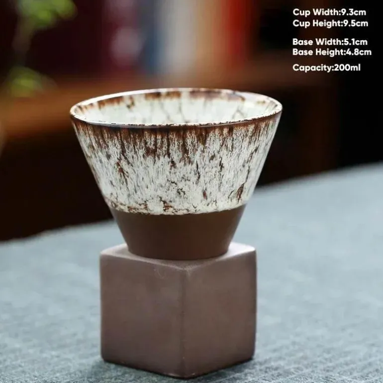 Retro Japanische Keramik-Kaffeetasse - Handgefertigte Teetasse aus Porzellan