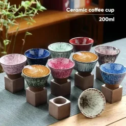 Retro Japanische Keramik-Kaffeetasse - Handgefertigte Teetasse aus Porzellan