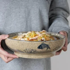 Retro Japanische Ramen-Schüssel - Keramik-Nudelsuppenteller 9-teilig