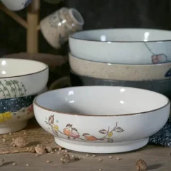 Retro Japanische Ramen-Schüssel - Keramik-Nudelsuppenteller 9-teilig