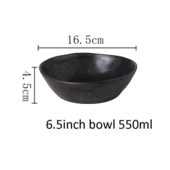 Retro Japanisches Keramikgeschirr-Set - Graue Porzellanteller und -schüsseln
