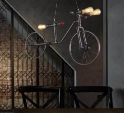Retro Loft Bicycle Metal Lamp - Vintage Industrial Light Fixture