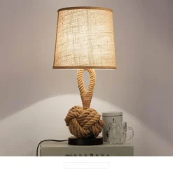 Retro Rope Table Lamp - Vintage American Home Decor